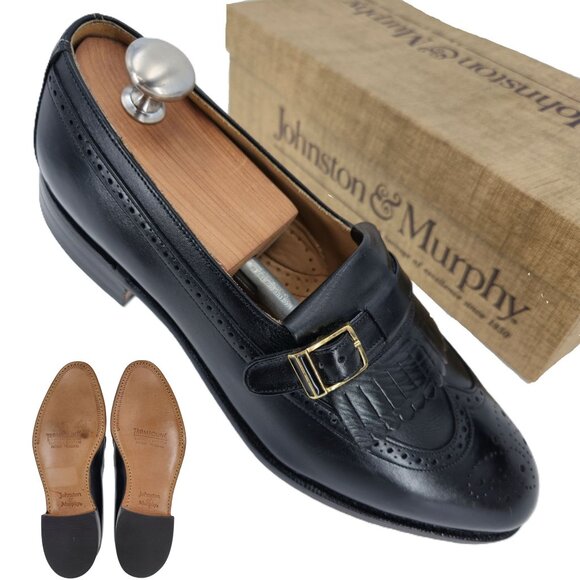 New Vintage Johnston & Murphy Aristocraft Black Leather Monk Dress Loafers 8.5D - Picture 14 of 16